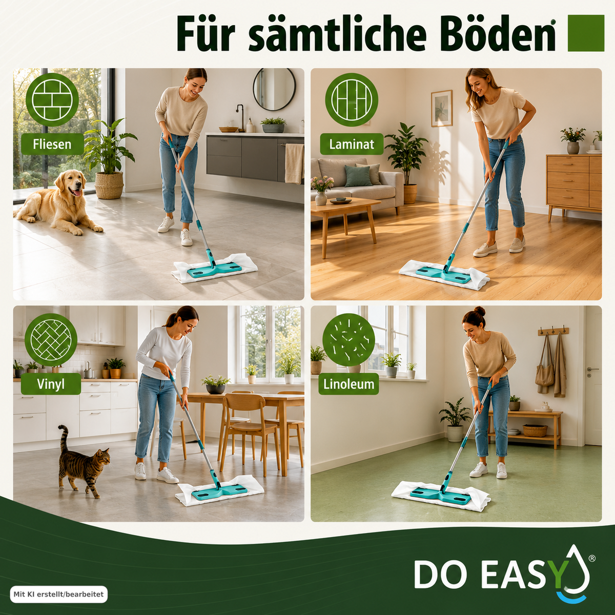 DO EASY Bodentuch – für alle Fußböden, reinigt nur mit Wasser