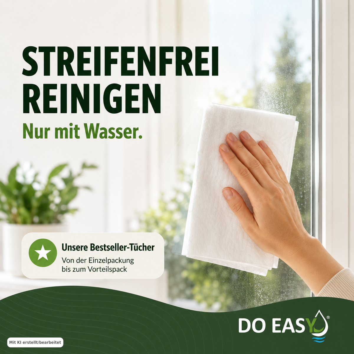 DO EASY Reinigungstuch – blitzblank & streifenfrei nur mit Wasser