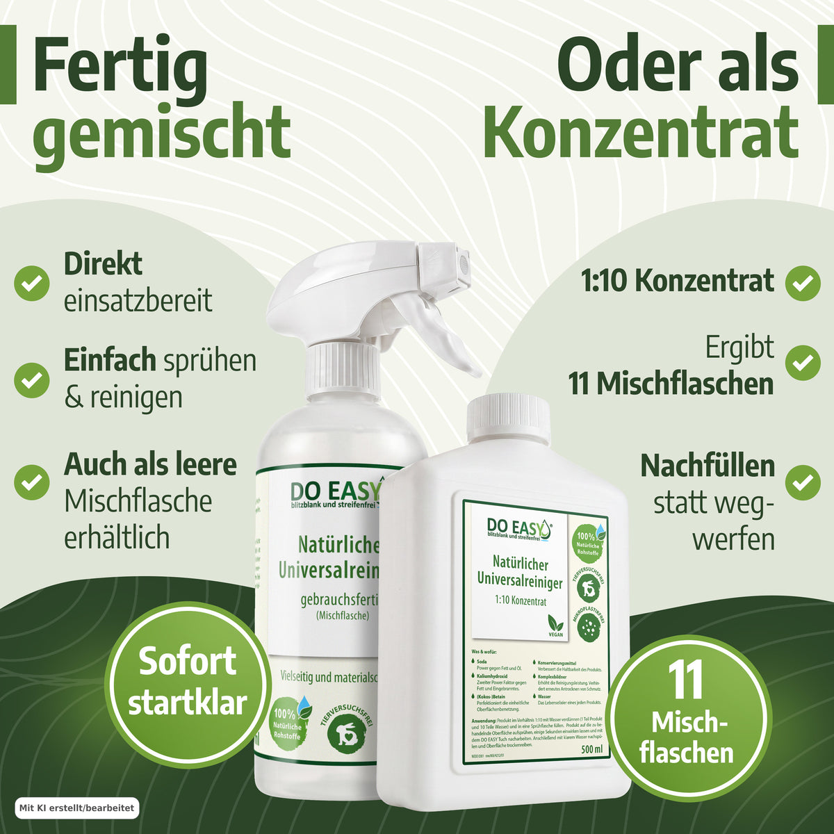 DO EASY Natürlicher Universalreiniger – gebrauchsfertig, Konzentrat oder Set